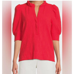 Lilly Pulitzer Elsey Knit Top in Wavy Knit Jacquard Rococo Red Size Small S